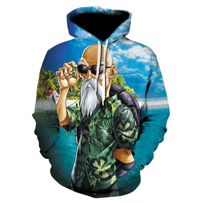 Funny Master Roshi 3D Sweatshirts Men Autumn Winter Hipster Long Sleeve Hooded Hoody Men Women font
