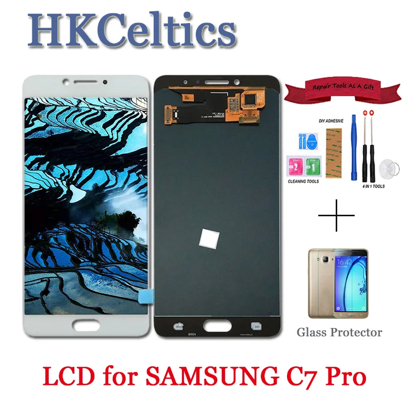Протестированный ЖК дисплей для Samsung Galaxy C7 Pro C7010 и сенсорный экран с рамкой