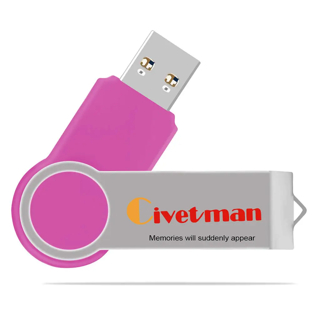 Civetman USB флеш-накопитель 32 ГБ вращающийся металлический USB 3,0 флеш-накопитель 128 г флеш-накопитель высокоскоростной usb-флеш-накопитель 64 ГБ флеш-накопитель - Цвет: pink