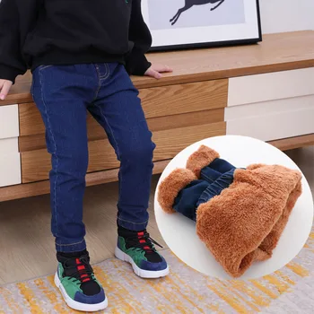 

New Fashion autumn winter children's fleece warm jeans Thick warm boys jeans baby girl boy jeans infant jeans