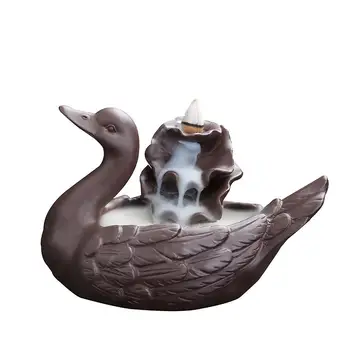 

Swan Porcelain Backflow Incense Burner Smoke Waterfall Sandalwood Incensory Incense Holder Crafts Use In Home Teahouse