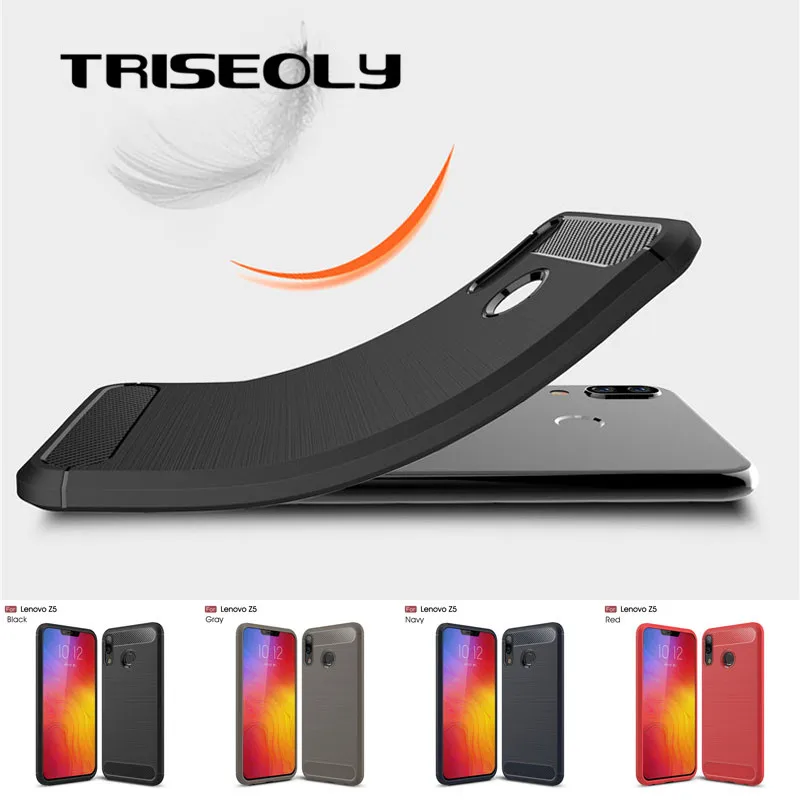 TRISEOLY For Lenovo Z5 Z 5 L78011 6.2&quot Bag Carbon Fiber Brushed TPU Rubber Case Silicone Back Cover | Мобильные телефоны и