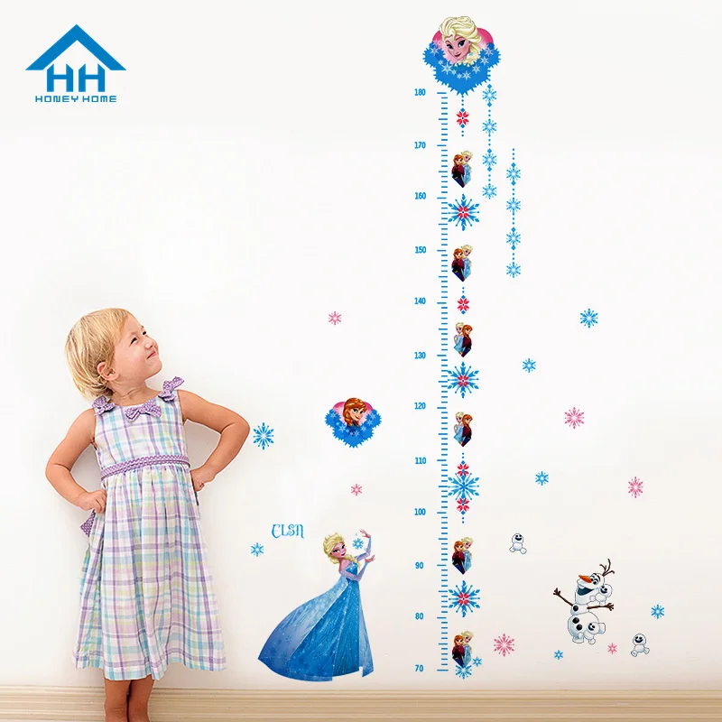 Cartoon Frozen Elsa Height Measure Wall Sticker Olaf Wall Decals For Home Decor Girls Room Living Room Kids Room
