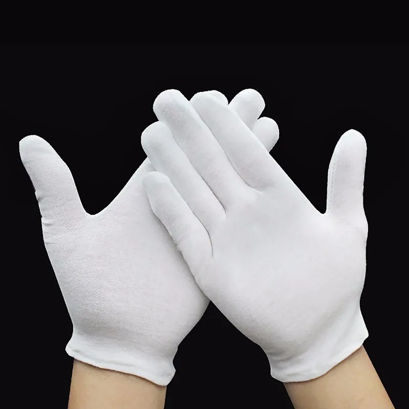 12 пар/лот смесь толстый/тонкий белый легкий инспекции хлопчатобумажные рабочие перчатки