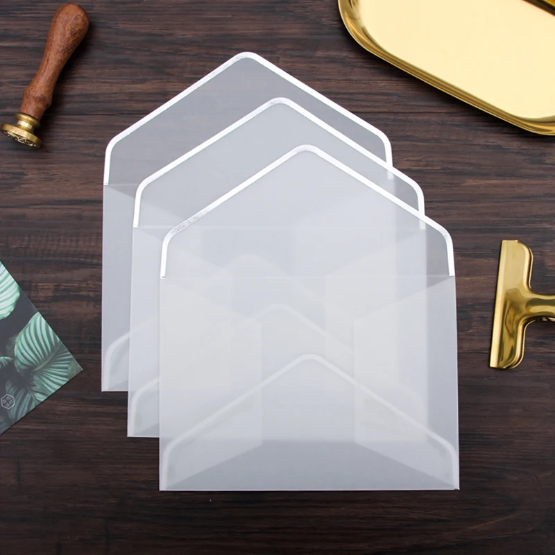  20pcs/set Transparent Paper Envelope Hot Stamping Print Thicken Paper Envelope for Invitation Anniv - 33023432466