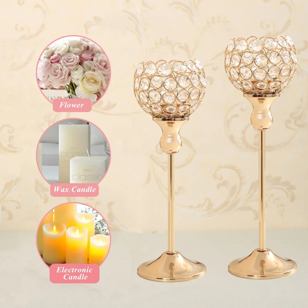 Wedding Centerpieces Candelabra Crystal Candlestick Tea Light Metal