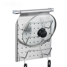 Кухонная подставка для кастрюль из нержавеющей стали, подвесная штанга, настенная Крышка для кастрюли, разделочная доска, стеллаж для хранения, вешалка для крючков LU51610