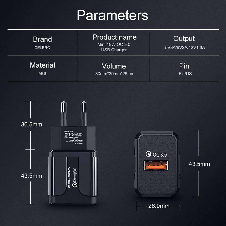 18 Вт Быстрая зарядка QC 3,0 USB зарядное устройство дорожное настенное зарядное устройство для телефона EU US адаптер Быстрая зарядка для Xiaomi Redmi Note 7 iPhone кабель