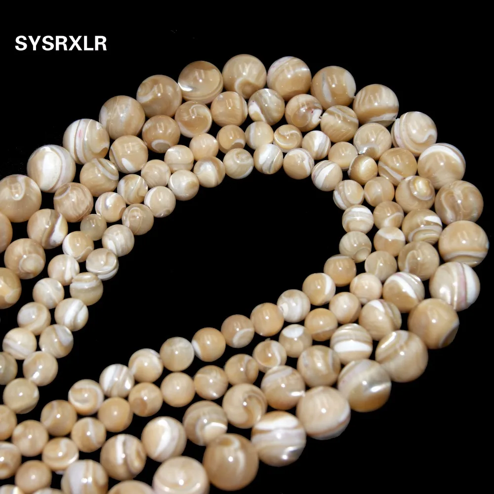 

Natural Round Trochus niloticus Top Shell Stone Beige Beads For Jewelry Making DIY Bracelet Necklace 4 6 8 10 12 MM Strand 15''