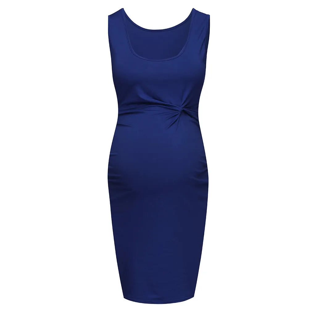 Летние женские платья для грудного вскармливания повседневное элегантное сексуальное платье без рукавов для кормящих мам Одежда для беременных Zwanger Jurk 19M22 - Цвет: Blue