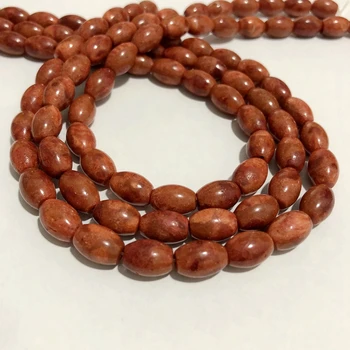 

Fashion 1string Besds Red sponge coral 8x12mm Rice Coral Jewelry Loose Beads 15.5"