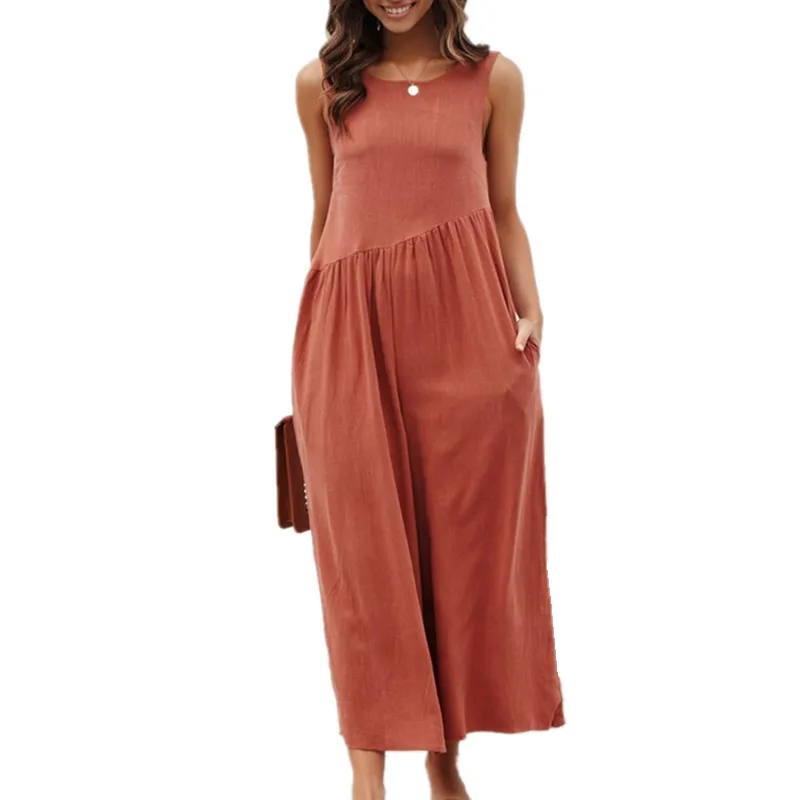 yashangyi Combinaison Femme	2019 Summer Casual Rompers Women Jumpsuits Loose Solid Pocket Overalls Female Salopette