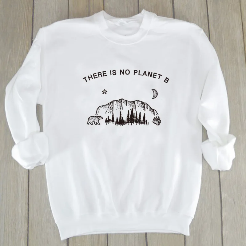 Есть Planet B Crewneck Толстовка женская с длинным рукавом Весенний пуловер толстовки забавные буквы Tumblr Джемперы Топы Прямая