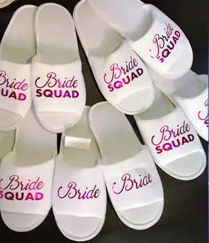 

customize bride squad Wedding Bridesmaid Bridal Slippers Hens Night Bachelorette Spa Slippers party favors gifts