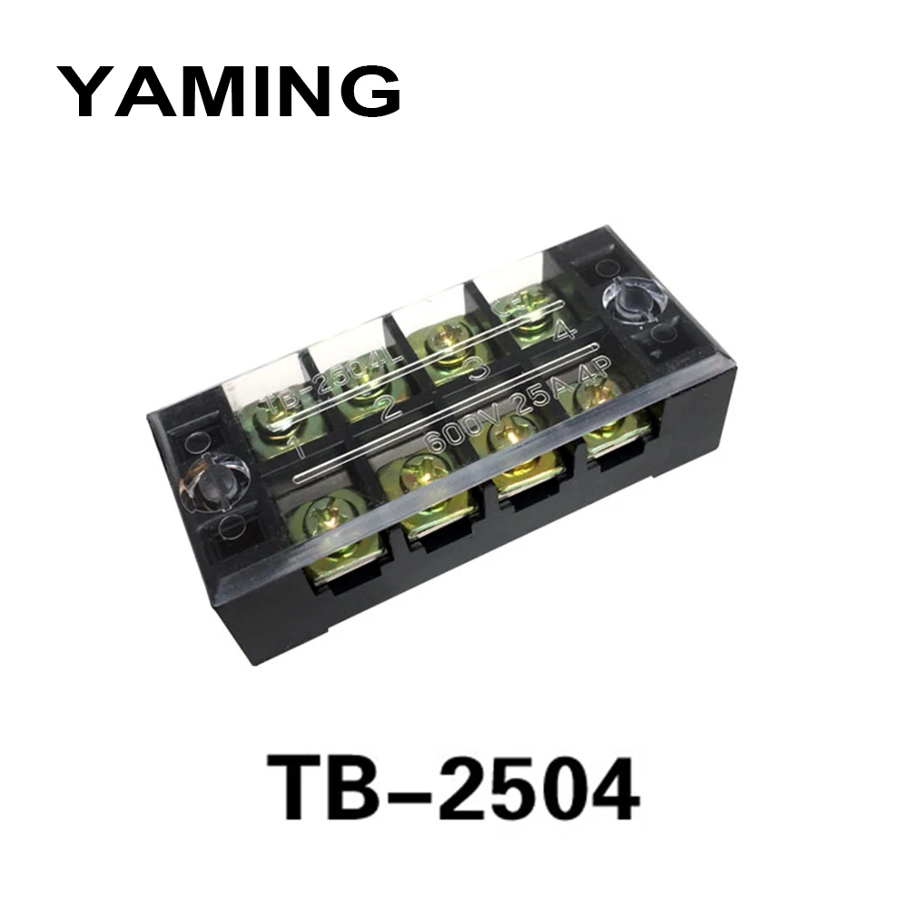 10 шт./лот TB 2504 двухрядная Клеммная колодка для подключения 4 P 600 в 25 А пластина