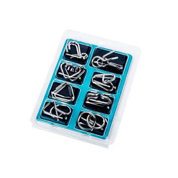 

8Pcs/lot Metal Puzzle Nine-chain series unwrapping intelligence buckle puzzle toys