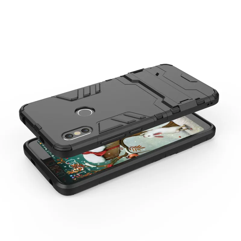 

Soft Silicon + PC Hard Armor Iron Man Case For Xiaomi Redmi S2 Phone Anti-knock Back Cover With Stand