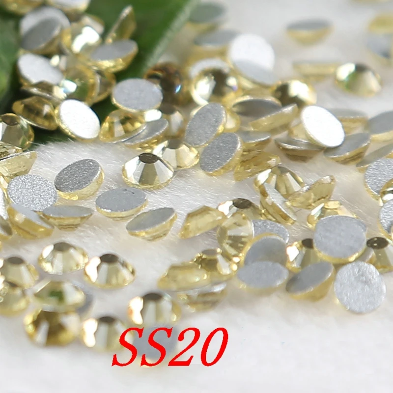

Light topaz SS20 1440pcs/lot Crystal Flatback Non Hotfix Rhinestone Nail Art Application Phone DIY watches pasted stones