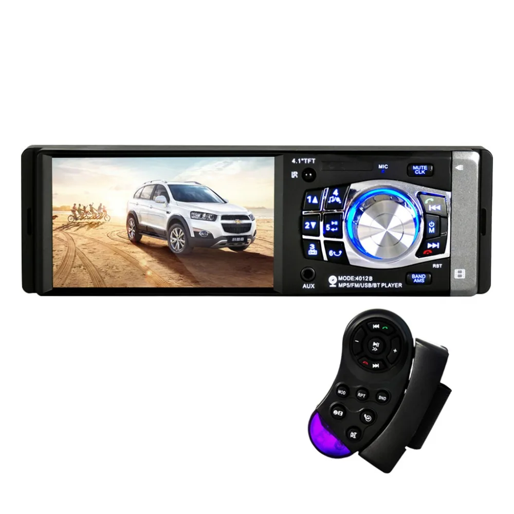 

4012B 4.1inch 1Din HD 800*480 Car MP5 Player Radio Audio Bluetooth FM/AUX/USB/TF Steering Wheel Control Support Rear View Camera