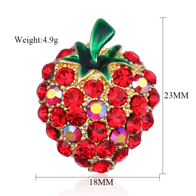 MAIKALE Шарм Красный Кристалл Клубника брошь булавки Стразы фрукты Броши для женщин девочек детские рубашки модные аксессуары подарки