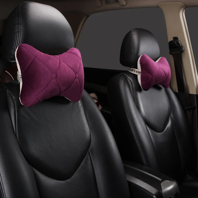 

2Pcs/Set Vehicle Headrest Neck Pillow Automotive Soft Warm Car Seat Head Rest Plush Cushion Car Interior Accessories Winter