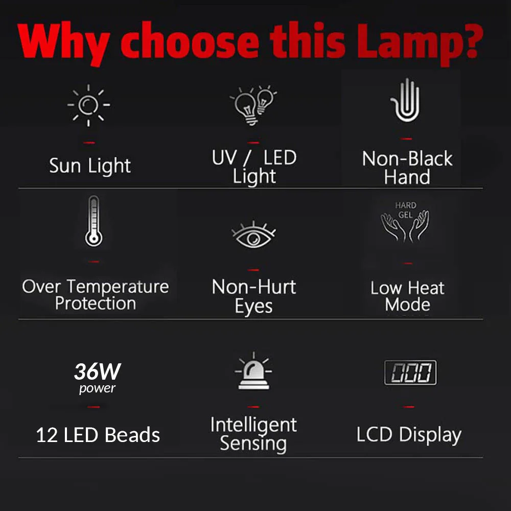 SUNX 5 двойная светодиодная УФ-лампа для ногтей 54/36 Вт 36 шт. светодиодный s Сушилка для ногтей солнцезащитный светильник для отверждения УФ-гель для ногтей с сенсором ЖК-дисплей