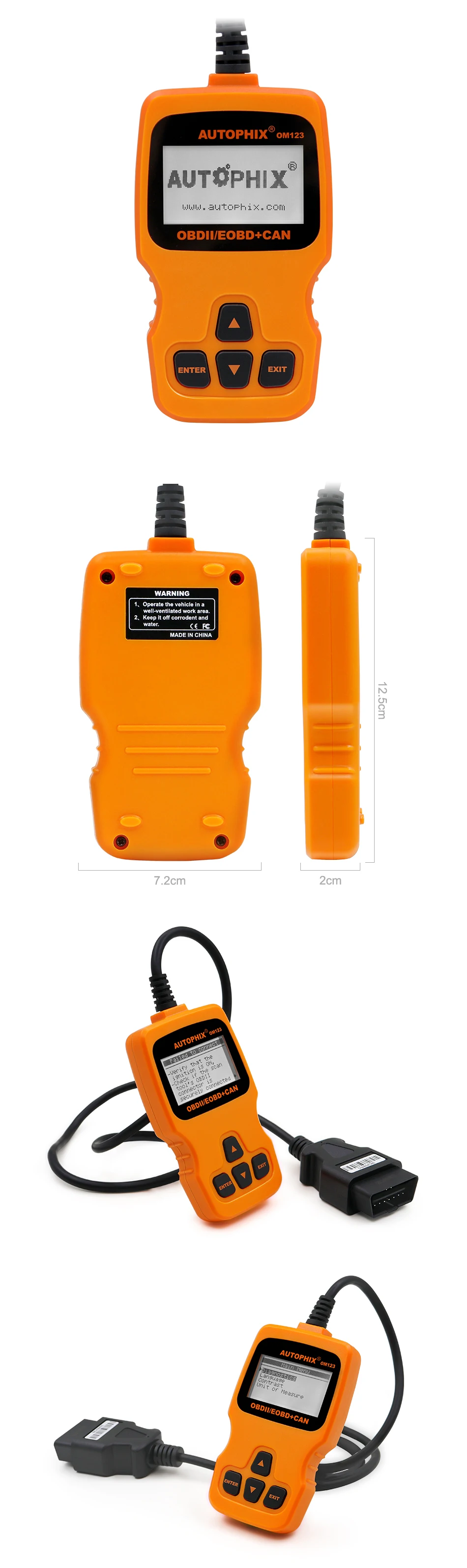 Autophix OBDMATE OM123 автомобильный диагностический сканер универсальный OBD 2 сканирующий инструмент OBD2 OM 123 считыватель кодов для бензина дизельного PK mini ELM327