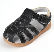 Sandq bebé sandalias del muchacho genuino cuero suave nuevo verano para bebe meninas meninos primero zapatos del caminante negro canela para pies descalzos