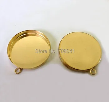 

Blank Round Deep Wall Bezel Cups with Loop Pendant Settings Resin Cabochons Bases Findings DIY Jewelry Making Golden tone