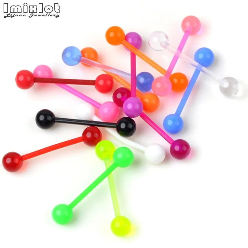 10pcs/lot Flexible UV Silicone Tongue Nipple Bar Ring Barbell Piercing
