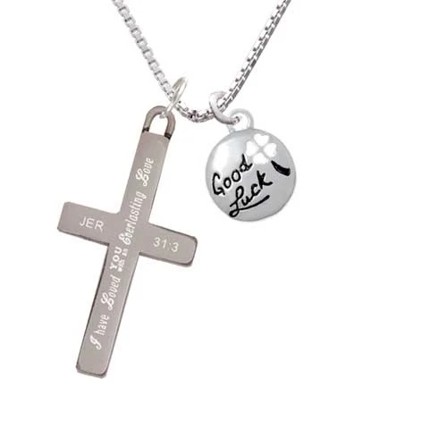 Good Luck Disc with Cutout Four Leaf Clover - Everlasting Love - Cross Necklace (1)