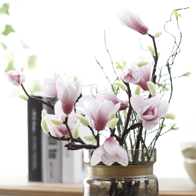 

Artificial Magnolia Silk Fake Flower Branch Fleur Artificielle Flores Arrange Table Wedding Home Decor Party accessory