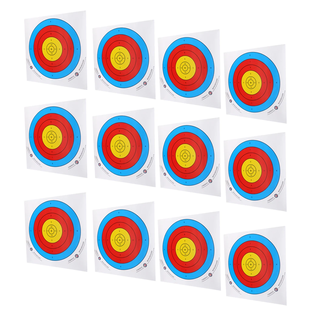 2019 New12 Pieces Professional Archery Target Paper For Recurve Bow Longbow 43x43cm Recurve Bow Target Paper