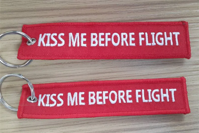 Брелок с вышивкой Kiss Me Before Flight