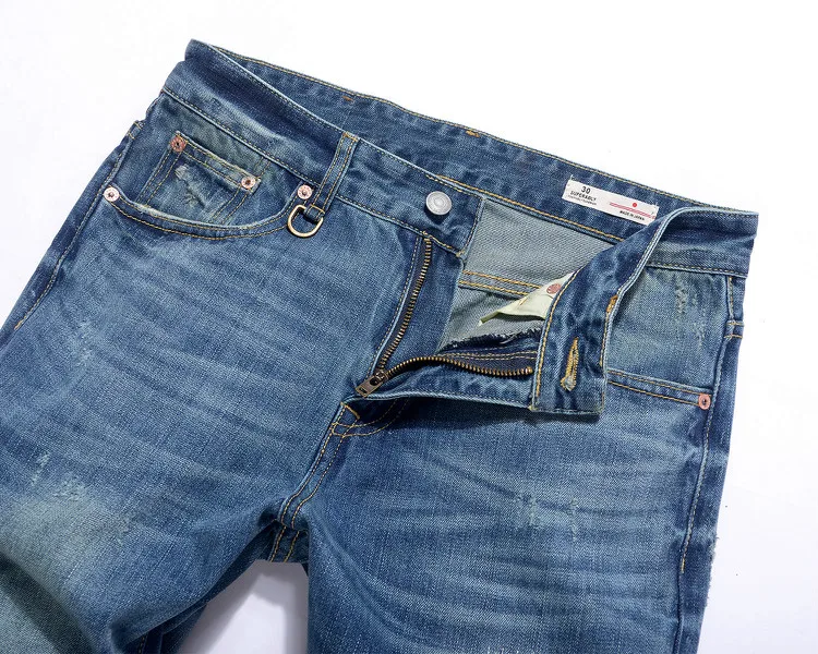 Человек Прямо проблемных патч вышивки джинсы высокого качества мужские фирменные джинсы