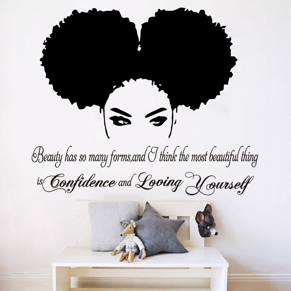 Autocollant Mural Tribal Pour Femme Africaine Citation De Mode Salon De Beaute Confiance En Soi Citation De Motivation Art En Vinyle Aliexpress