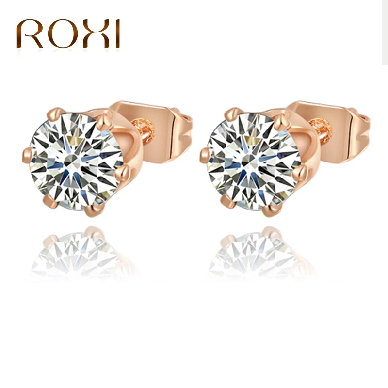 

ROXI Romantic Stud Earrings For Women Jewelry Brinco 2017 Elegant Austrian Crystal Earrings Stud Round Wedding Earrings Gifts