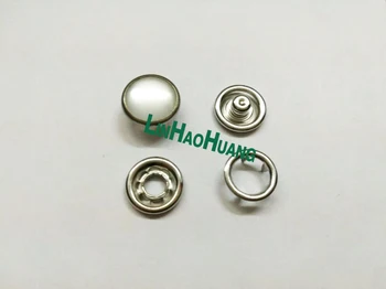 

DIY 100sets/lot 8/10.5/12mm 4 part buttons white pearl prong snap button fastener nickle color 2015080404
