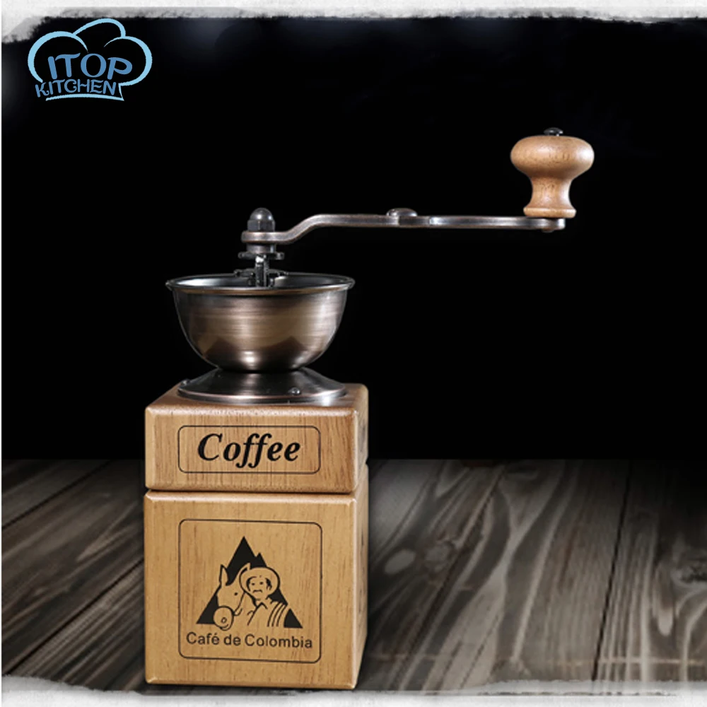 Wooden Retro Coffee Bean Grinder Home Grinding Milling Machine Manual