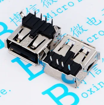 

120pcs USB-A connector Vinyl AF90 female 90 degree bend feet looper white/black A Female USB socket USB-A type