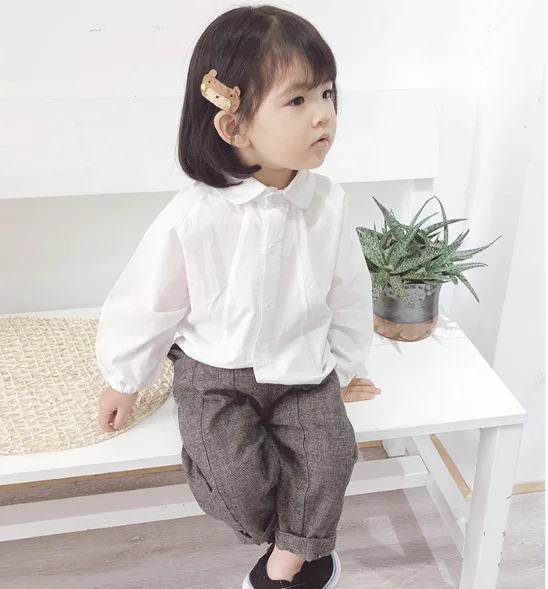 Весна 2020 белая блузка для маленьких девочек детские школьные рубашки с длинными