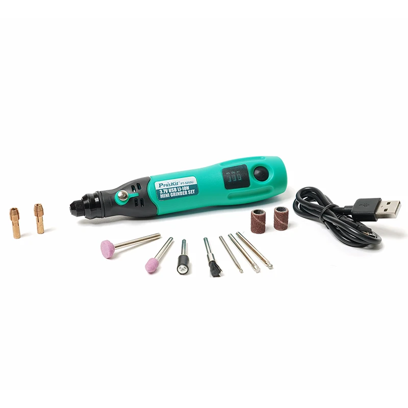 Pro'sKit PT-5205U 3,7 V USB зарядка электрическая шлифовальная машина набор литий-ионная Мини дрель шуруповерт