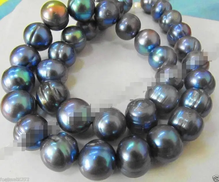

Wholesale price 16new ^^^^ HUGE NATURAL SOUTH SEA 17" 10MM GENUINE BLACK BLUE BAROQUE PEARL NECKLACE