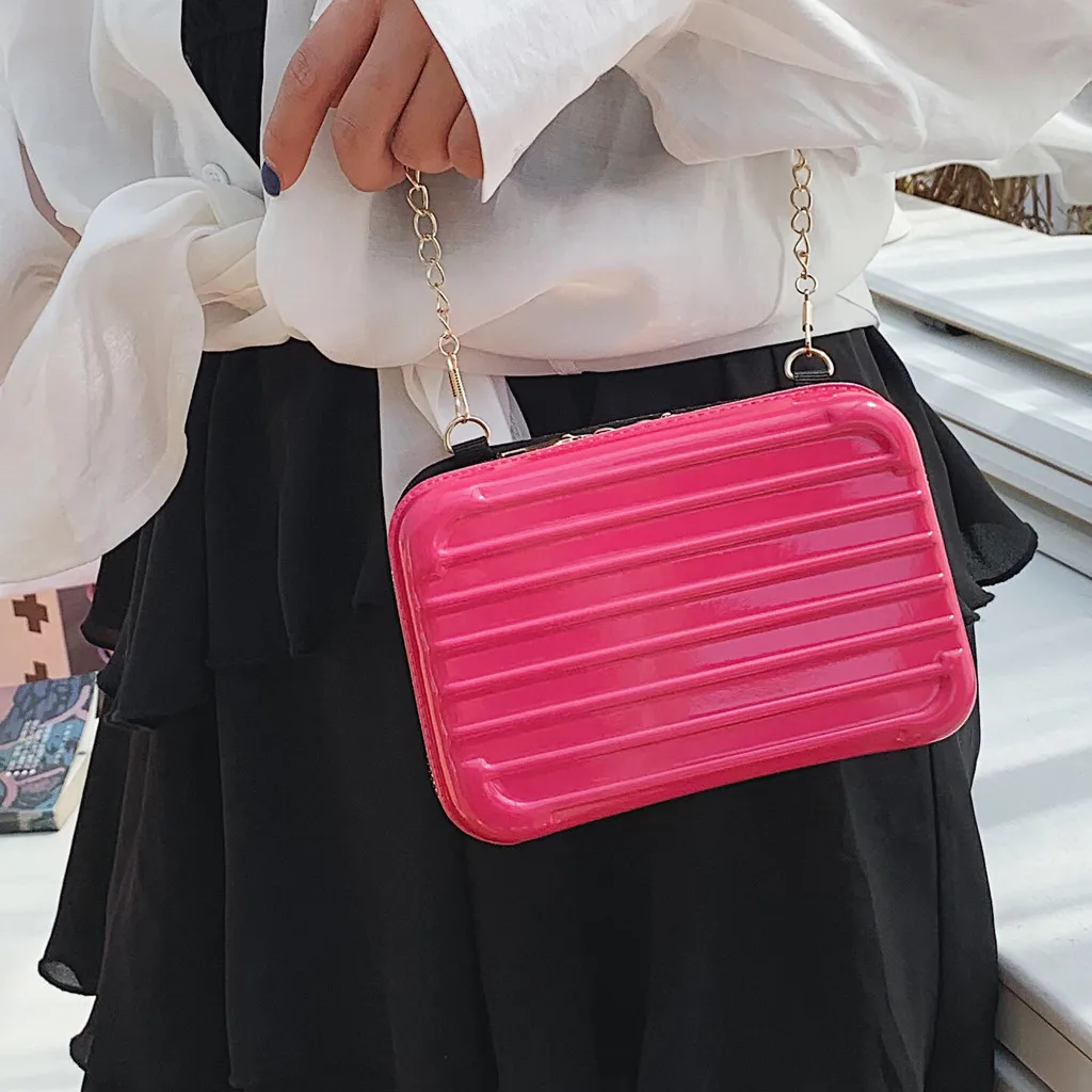 

OCARDIAN Handbag Women Fashion Leisure Mini Chain Suitcase single-shoulder Bag Simple pure color Messenger Bags dropship a10