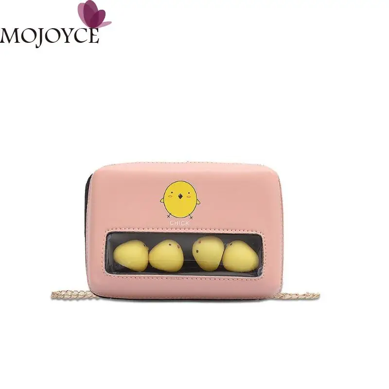 

Teenager Girls Fashion Small Flap Cute Chick Decor Shoulder Handbags Women Casual Chain PU Leather Crossbody Messenger Bags