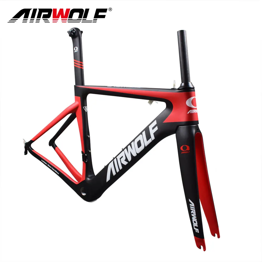 Cheap Airwolf carbon road bike frame cycling bicycle frameset include fork/seatpost/headset fit for both Di2/mechanical carbon frame 1