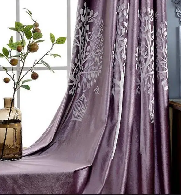Curtain 1 Фиолетовые затемненные занавески ночь белый вышитый отвесный занавес, тюль, штора зеленые панели окна бархатные ткани Ридо - Цвет: Curtain 1