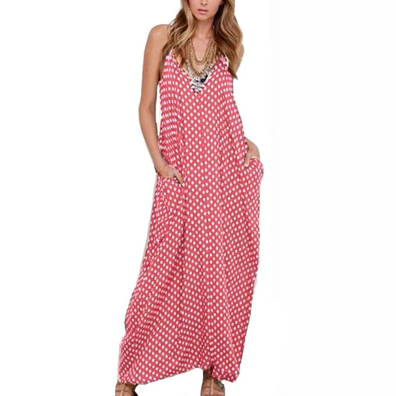 5XL Plus Size Summer Dress 2018 ZANZEA Women Polka Dot Print V Neck ...