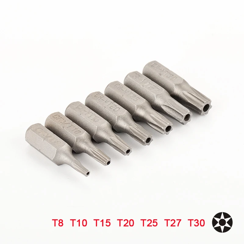 7 шт. отвертка Torx биты с отверстием 1/" шестигранный хвостовик T8 T10 T15 T20 T25 T27 T30 безопасность электрическая отвертка Набор бит