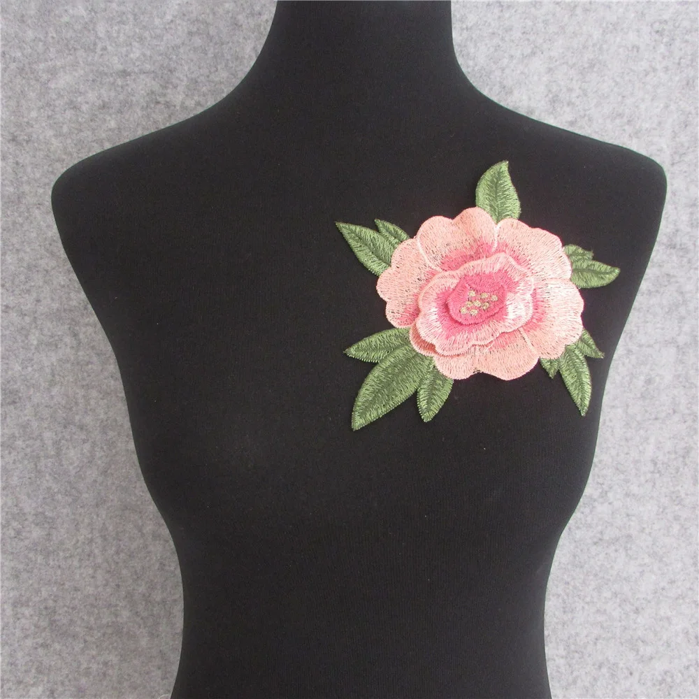 

new style Craft fine Venise Pink Red Lace fabric Dress Applique motif blouse Sewing Trims DIY neckline collar Costume Decoration